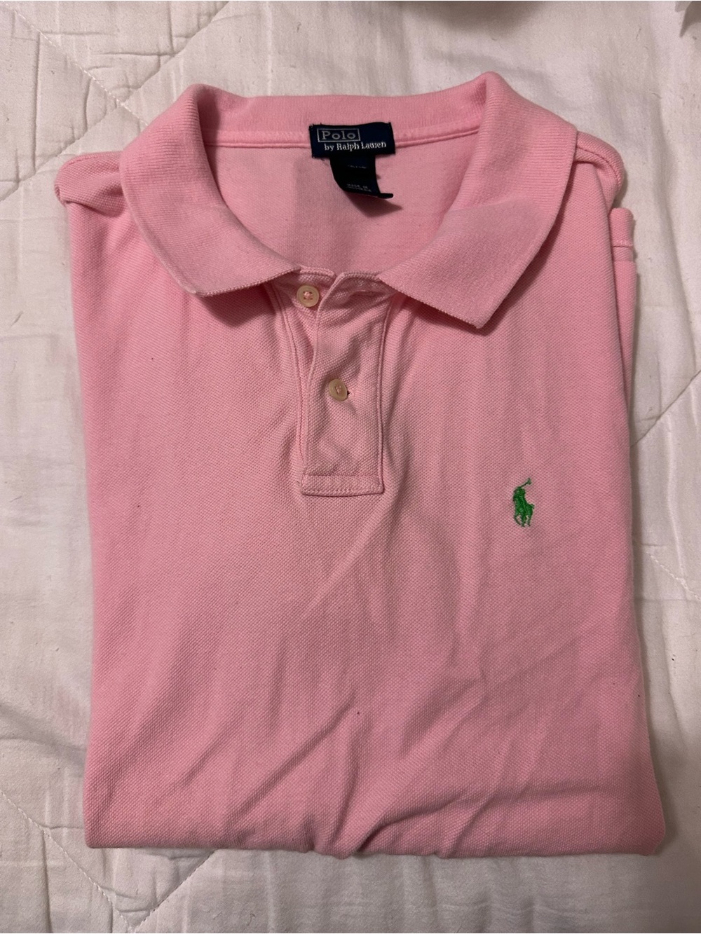 Ralph Lauren Pink Cotton Polo Shirt with Green Pony ~ Boys Large 14/16